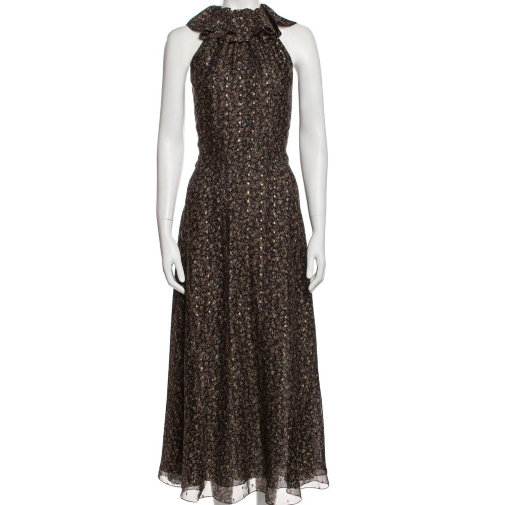 Céline Silk Black Floral Maxi Dress NWT
